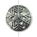 Snowflake Filigree Puffed Coin 17mm Pewter Antique Silver Plated (1-Pc)