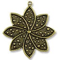 B&B Benbassat Star Flower Pendant 33x37mm Pewter Antique Brass Plated (1-Pc)