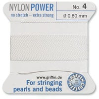 #4 White Griffin Nylon Bead Cord (2 Meters)