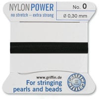 #0 Black Griffin Nylon Bead Cord (2 Meters)