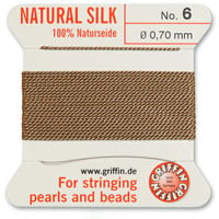 #6 Beige Griffin Silk Bead Cord (2 Meters)