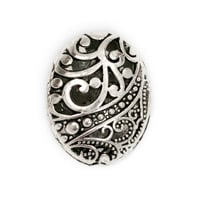 Oval Filigree Pewter Puff Bead 23x18mm (1-Pc)