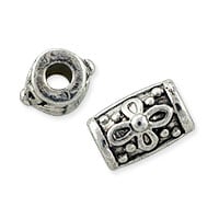 Designer Bali-Style Barrel Beads 10.5x9mm Nickel Silver (1-Pc)