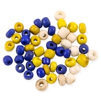 Maasai Maize/Ivory/Blue 4-5mm Glass Beads (10 Grams)