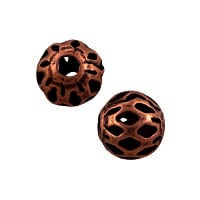 Filigree Round Bead 6mm Antique Copper Plated (10-Pcs)