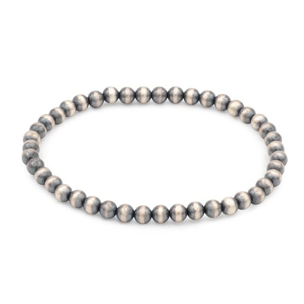 Sterling Silver Navajo Pearl Stretchy Bracelet with 4mm Beads