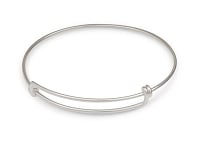 Adjustable Charm Bangle Bracelet Sterling Silver