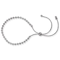 9" Sterling Silver Adjustable 3mm Moon Bead Bracelet