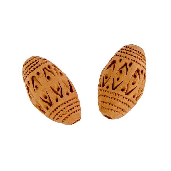 Terra Cotta Clay Bead 33x18.5mm Tube Bead (2-Pcs)