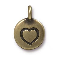 TierraCast Heart Charm 12x17mm Pewter Oxidized Brass Plated (1-Pc)