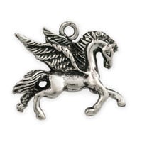 Pegasus Charm 19x23mm Antique Silver Plated (1-Pc)