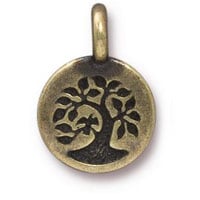 TierraCast Tree Charm 12x17mm Pewter Oxidized Brass Plated (1-Pc)