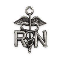 Registered Nurse Caduceus Charm 22mm Antique Pewter (1-Pc)