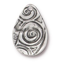 TierraCast Flora Teardrop Charm 19mm Pewter Antique (1-Pc)