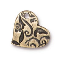 TierraCast Amor Heart Charm 14mm Pewter Brass Oxide (1-Pc)