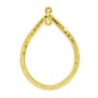 Textured 40x31mm Teardrop Hoop Charm w/2 Rings Satin Gold