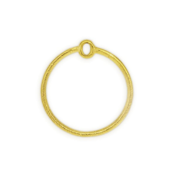 Etched 30mm Round Hoop Charm Satin Gold