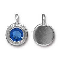 TierraCast Sapphire Stepped Charm White Bronze Plate