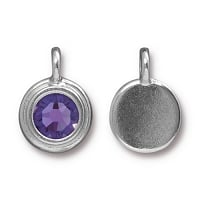 TierraCast Tanzanite Stepped Charm White Bronze Plate