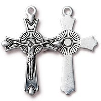 TierraCast Crucifix Pendant, Antiqued Silver Plate