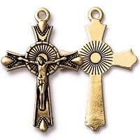 TierraCast Crucifix Pendant, Antiqued Gold Plate