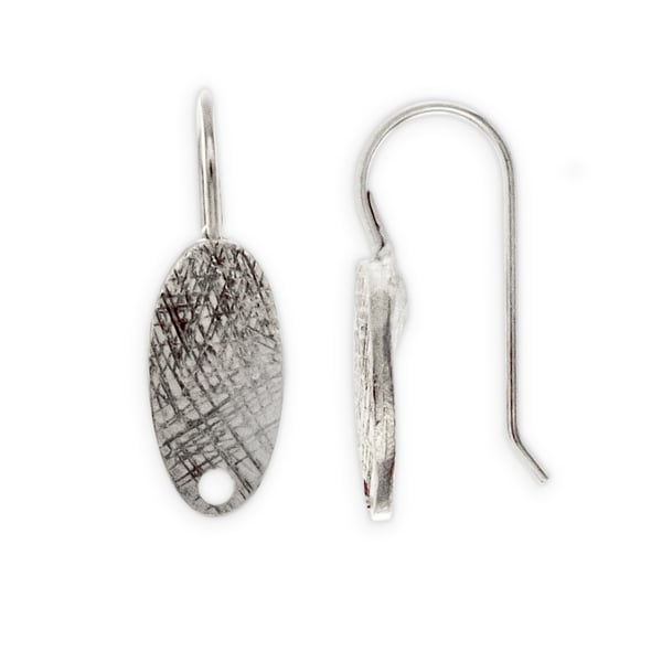 Etched 15x8mm Domed Oval Fish Hook Earring Antique Silver (Pair)