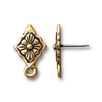 TierraCast Reina Earring Post Antiqued Gold Plate (Pair)