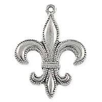 Fleur de Lis Pendant 35x26mm Pewter Antique Silver Plated (1-Pc)