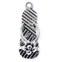 Flip Flop Pendant 26x9mm Pewter Antique Silver Plated (1-Pc)