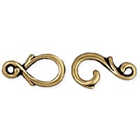 TierraCast Vine Hook & Eye Clasp 23x7mm Pewter Antique Brass Plated (Set)