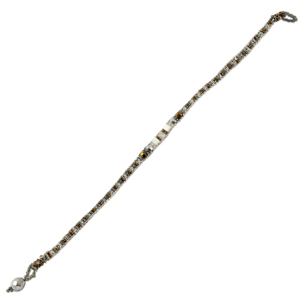 Mini Beaded Anklet 9" Crystal/Bronze/Silver