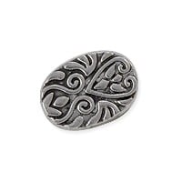 Oval Patterned Bead 16x11mm Pewter Antique Silver Plated (1-Pc)