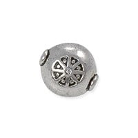 Patterned Bead 10mm Pewter Antique Silver Plated (1-Pc)