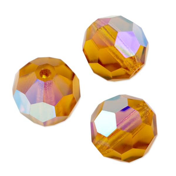 Preciosa Crystal Round Bead 4mm Topaz AB (10-Pcs)