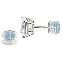 Silicone Slider Earring Backs (Mushroom) 14K White Gold (Pair)