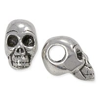 Large Hole Skull Bead 12x22mm Pewter Antique Silver Plated (1-Pc)