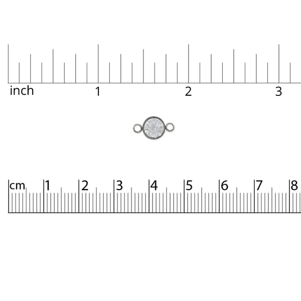 Connector with 8mm CZ Stone 12x9mm Surgical Stainless Steel (1-Pc)