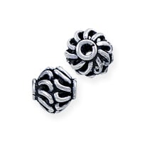 Bali Style Swirl Bead 6.5mm Sterling Silver (1-Pc)