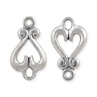 B&B Benbassat Heart Connector 16x9mm Sterling Silver (1-Pc)