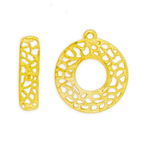 Filagree 19mm Toggle Clasp Set Satin Gold