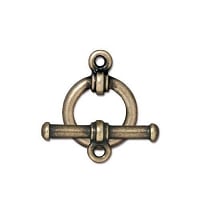 TierraCast Round Toggle Clasp 12mm Oxidized Brass Plate (Set)