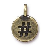 TierraCast Hashtag Charm 12x17mm Pewter Oxidized Brass Plated (1-Pc)