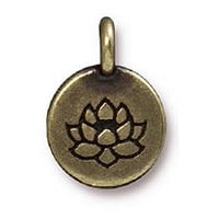 TierraCast Lotus Charm 12x17mm Pewter Oxidized Brass Plated (1-Pc)